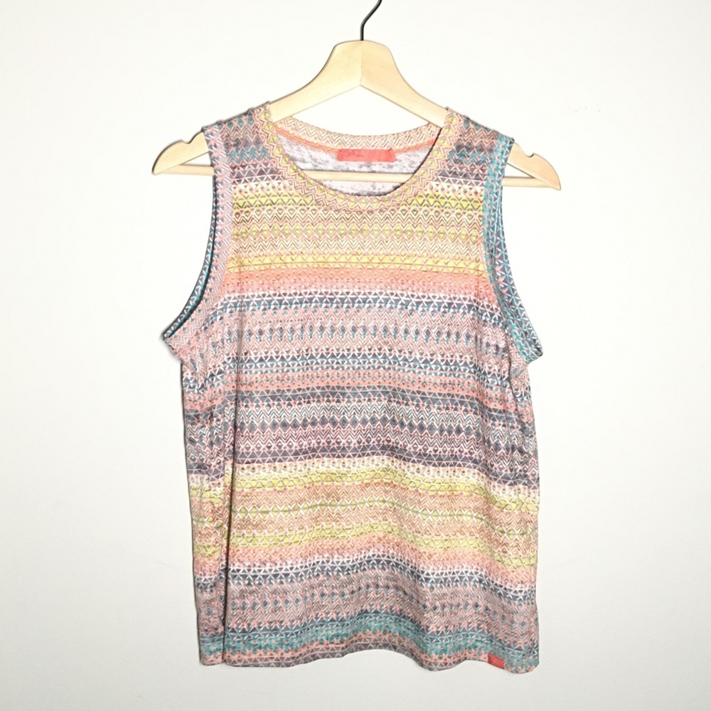 PRANA - M organic cotton mix split hem print tank